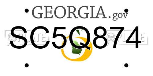 SC5Q874 Georgia License Plate