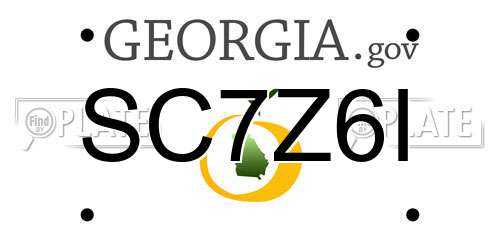 SC7Z6I Georgia License Plate
