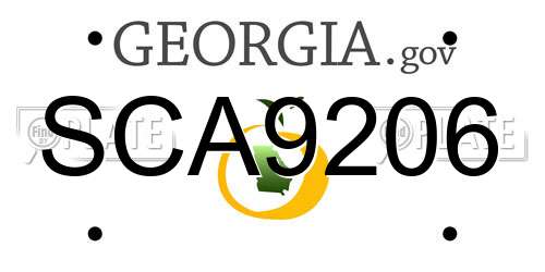 SCA9206 Georgia License Plate