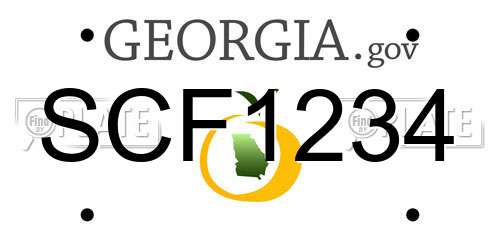SCF1234 Georgia License Plate