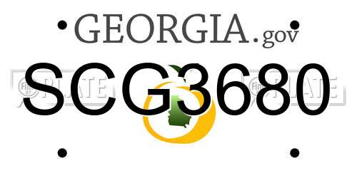 SCG3680 Georgia License Plate
