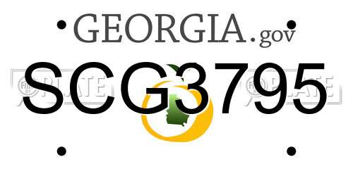 SCG3795 Georgia License Plate