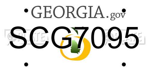 SCG7095 Georgia License Plate