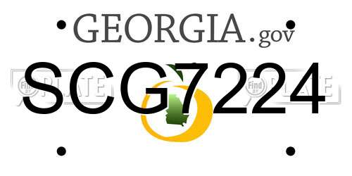 SCG7224 Georgia License Plate