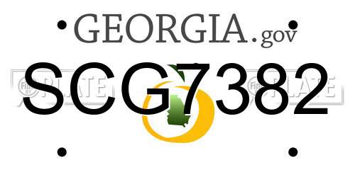 SCG7382 Georgia License Plate