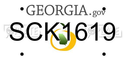 SCK1619 Georgia License Plate
