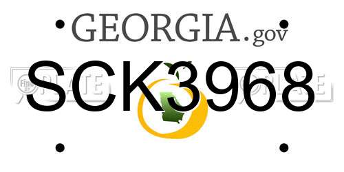 SCK3968 Georgia License Plate
