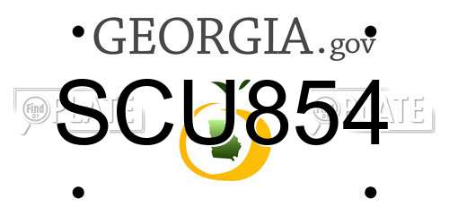 SCU854 Georgia License Plate
