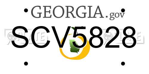 SCV5828 Georgia License Plate