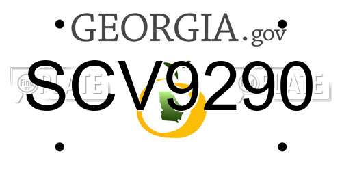SCV9290 Georgia License Plate