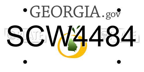 SCW4484 Georgia License Plate