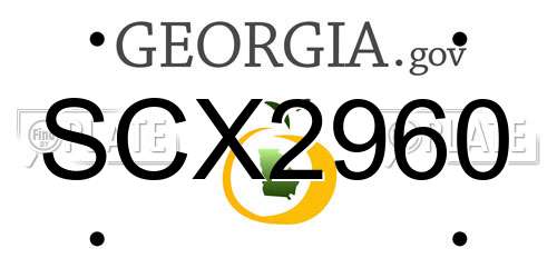 SCX2960 Georgia License Plate