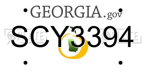SCY3394 Georgia License Plate