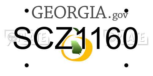 SCZ1160 Georgia License Plate