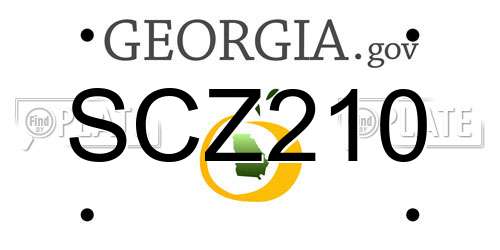 SCZ210 Georgia License Plate