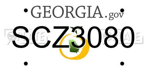 SCZ3080 Georgia License Plate