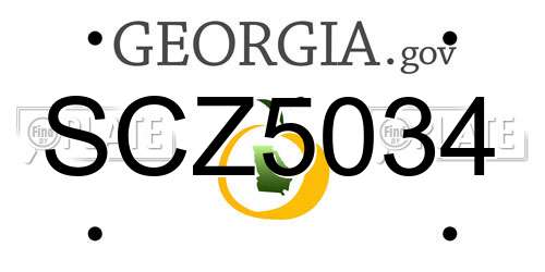 SCZ5034 Georgia License Plate