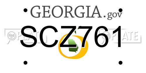 SCZ761 Georgia License Plate