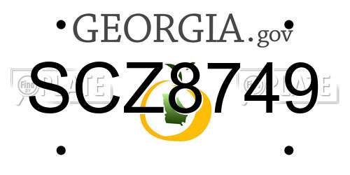 SCZ8749 Georgia License Plate