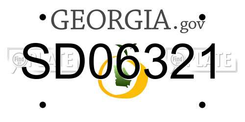 SD06321 Georgia License Plate