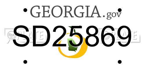 SD25869 Georgia License Plate