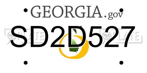 SD2D527 Georgia License Plate