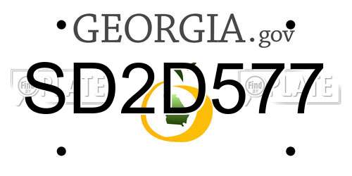 SD2D577 Georgia License Plate