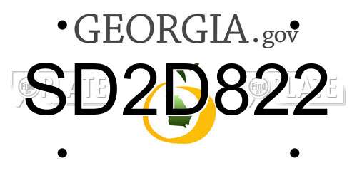 SD2D822 Georgia License Plate