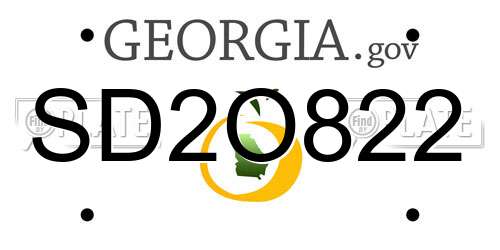 SD2O822 Georgia License Plate