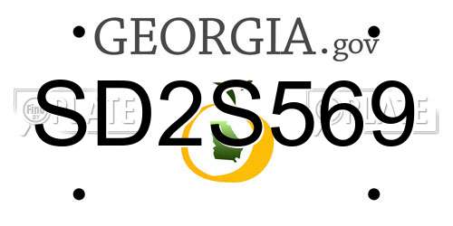 SD2S569 Georgia License Plate