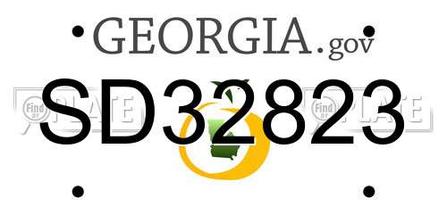 SD32823 Georgia License Plate