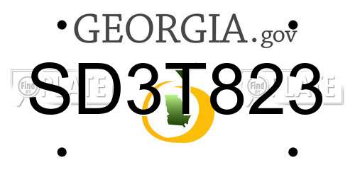 SD3T823 Georgia License Plate