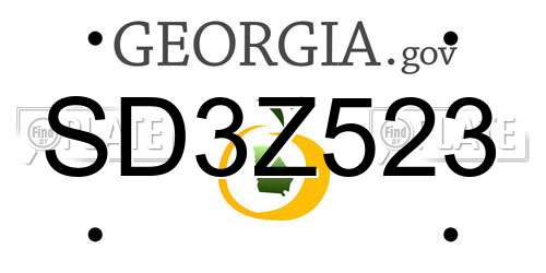 SD3Z523 Georgia License Plate