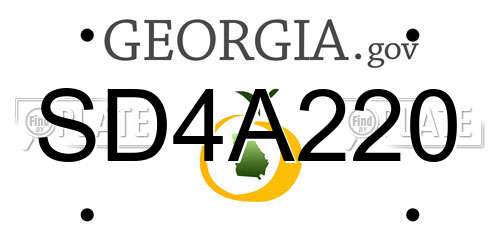 SD4A220 Georgia License Plate