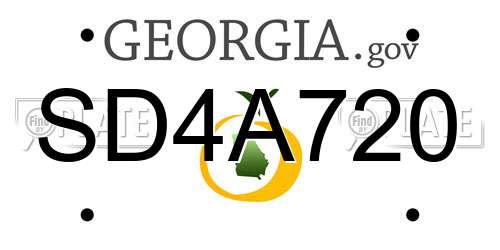 SD4A720 Georgia License Plate