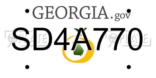 SD4A770 Georgia License Plate