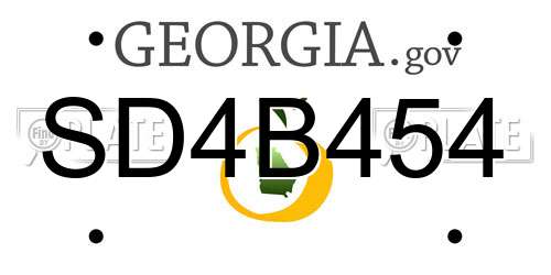 SD4B454 Georgia License Plate