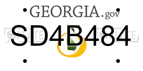 SD4B484 Georgia License Plate
