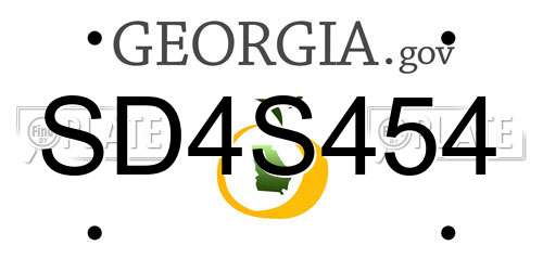 SD4S454 Georgia License Plate