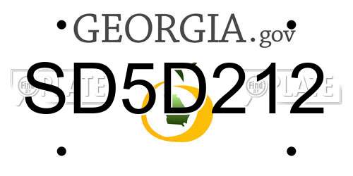 SD5D212 Georgia License Plate