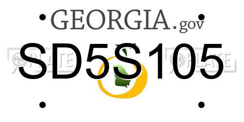 SD5S105 Georgia License Plate