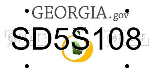 SD5S108 Georgia License Plate