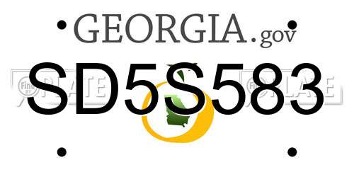 SD5S583 Georgia License Plate