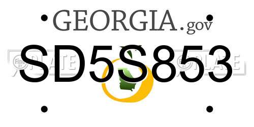SD5S853 Georgia License Plate