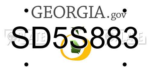 SD5S883 Georgia License Plate