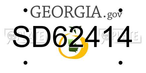 SD62414 Georgia License Plate
