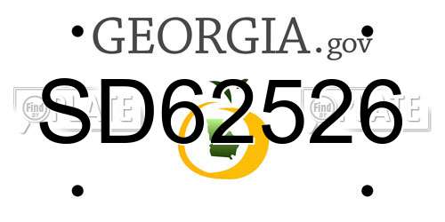 SD62526 Georgia License Plate