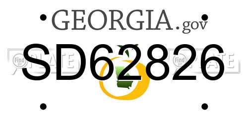 SD62826 Georgia License Plate