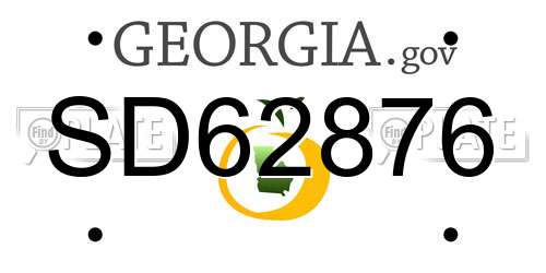 SD62876 Georgia License Plate