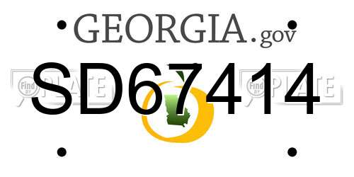 SD67414 Georgia License Plate